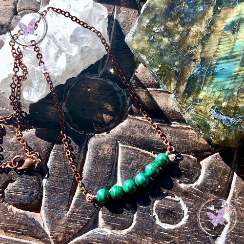 Malachite Copper Healing Bar Necklace